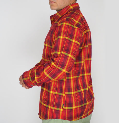 Mens Jack Wolfskin Maitland II 1401861 Dried Tomato Checks Long Sleeved Shirt 