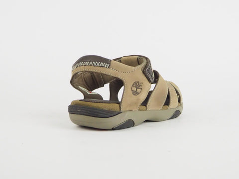 Juniors Timberland Oyster River 80983 Beige Leather Touch Fasten Casual Sandals