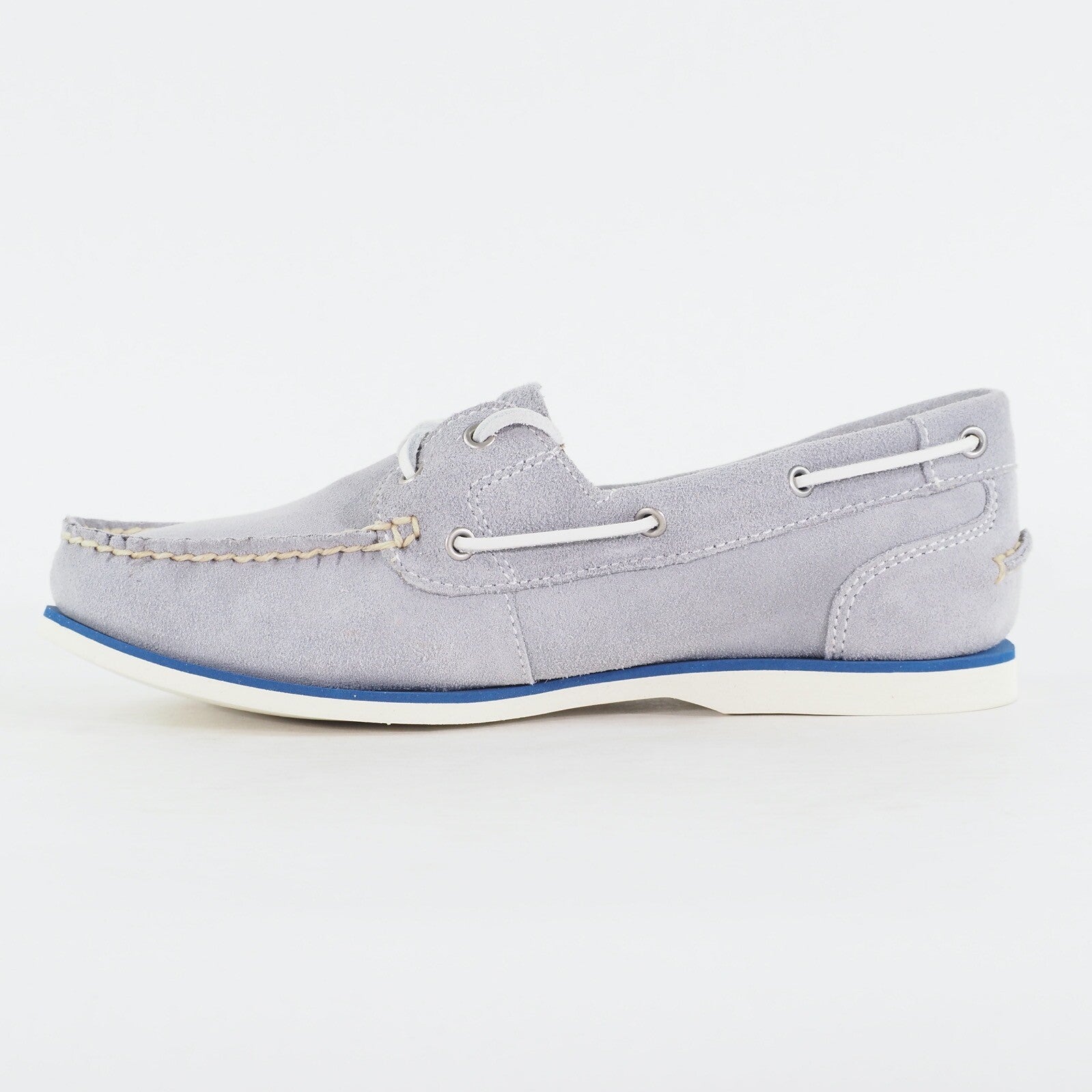 Womens Timberland EK Classic 8437B Medium Grey Leather Lace Up Casual Boat Shoes