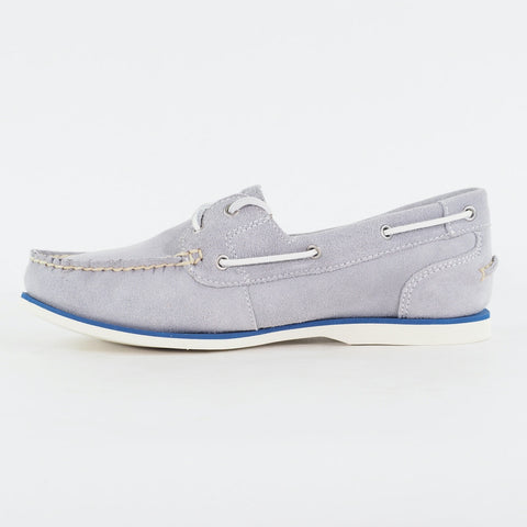 Womens Timberland EK Classic 8437B Medium Grey Leather Lace Up Casual Boat Shoes