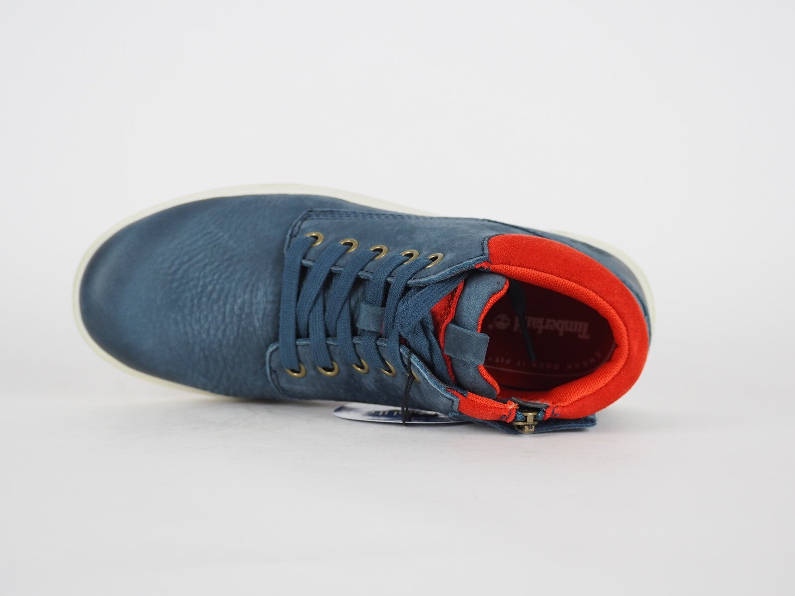 Boys Timberland Groveton A18KV Navy Leather Zip Up Chukka Boots