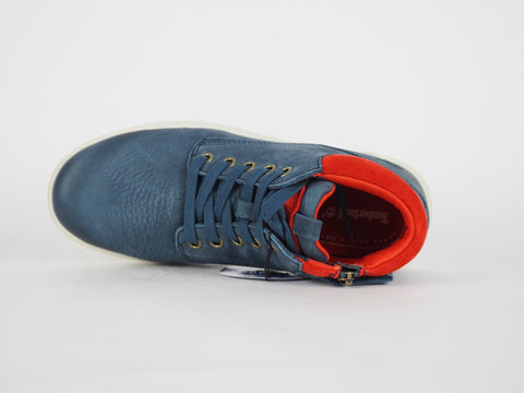 Boys Timberland Groveton A18KV Navy Leather Zip Up Chukka Boots