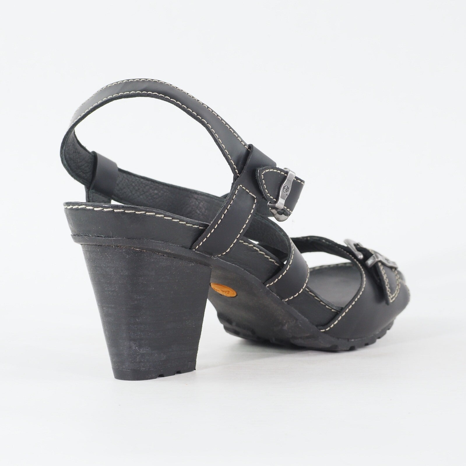 Womens Timberland Belicia Sandal 15665 Black Leather Strappy Buckle Casual Heels