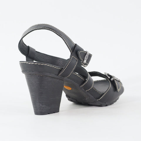 Womens Timberland Belicia Sandal 15665 Black Leather Strappy Buckle Casual Heels