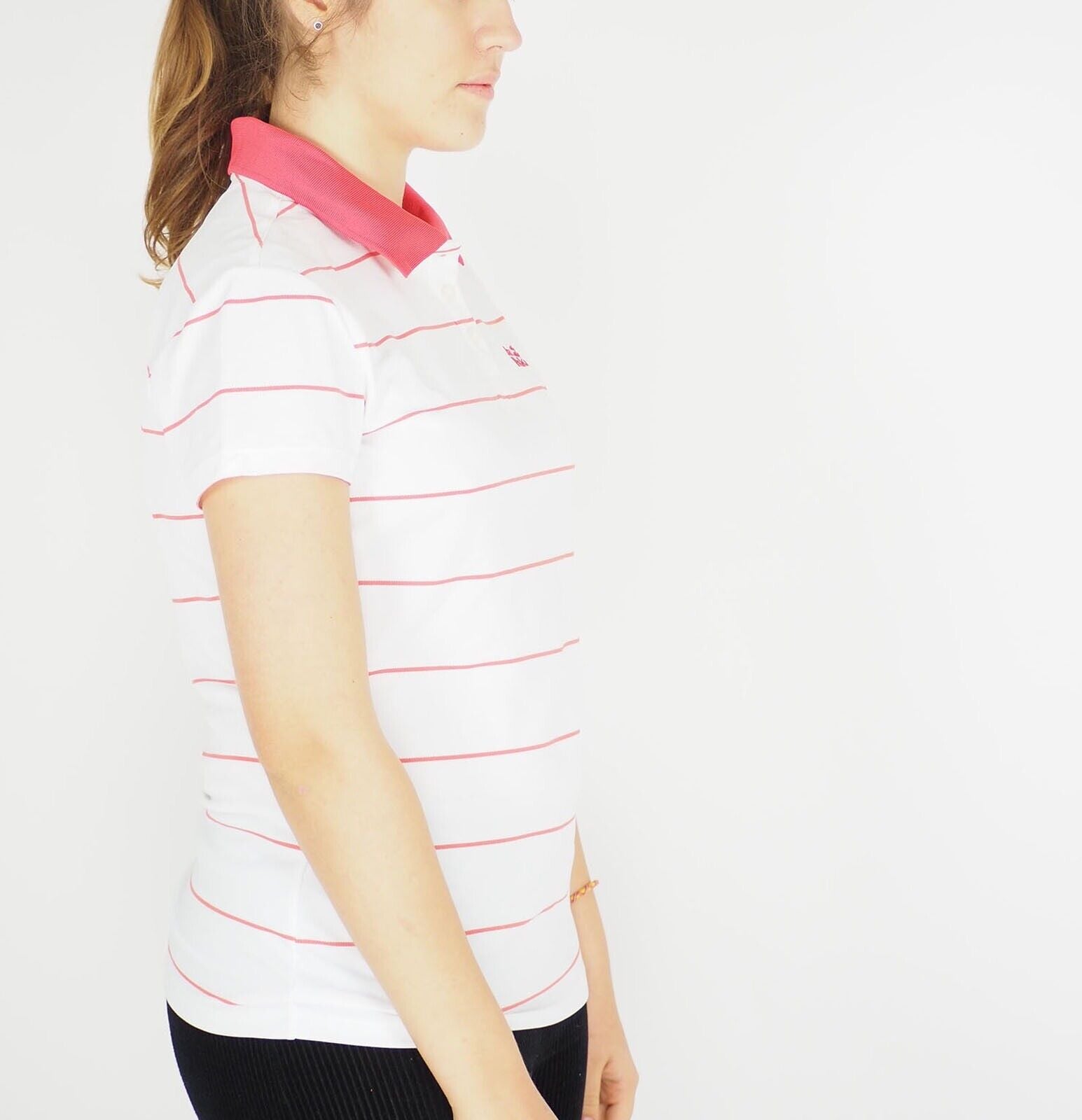 Womens Jack Wolfskin T Shirt 5008681 White Rush Stripes Short Sleeve Polo Shirt