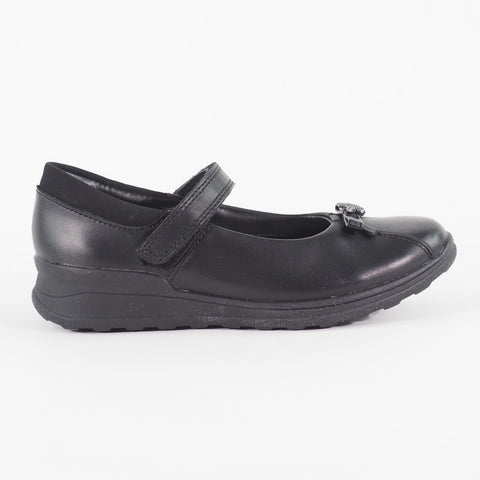Girls Clarks Mariel Wish Black Leather Leader One Strap School Walking Shoes