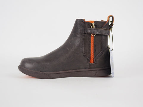 Timberland Groveton A19SV Dark Brown Leather Casual Kids Chelsea Pull On Boots