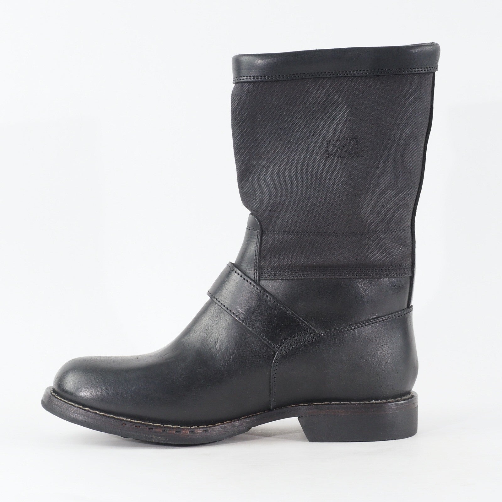 Mens Timberland CLRNE 76543 Deep Black Leather Canvas Pull On Mid Casual Boots