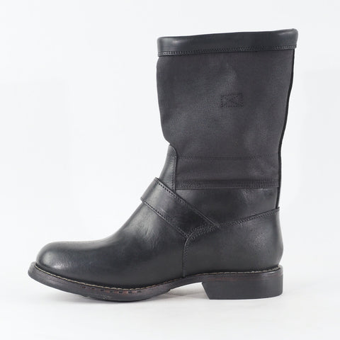 Mens Timberland CLRNE 76543 Deep Black Leather Canvas Pull On Mid Casual Boots