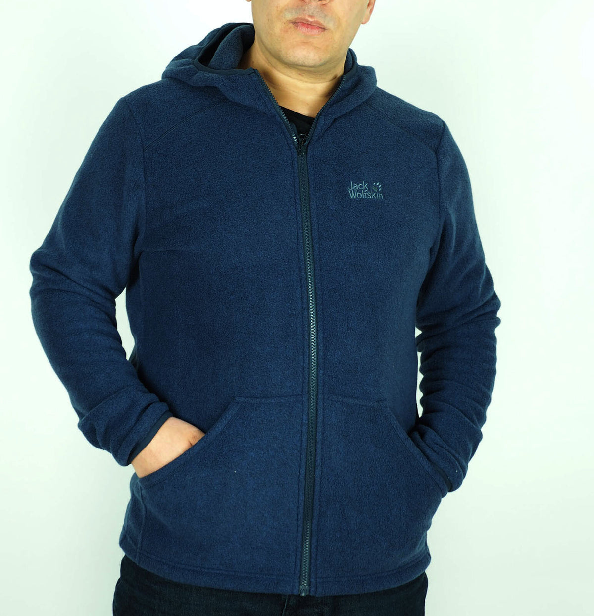 Mens Jack Wolfskin Vitage Sky 1707971 Night Blue Zip Up Warm Breathable Hoodie