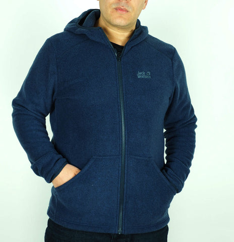 Mens Jack Wolfskin Vitage Sky 1707971 Night Blue Zip Up Warm Breathable Hoodie