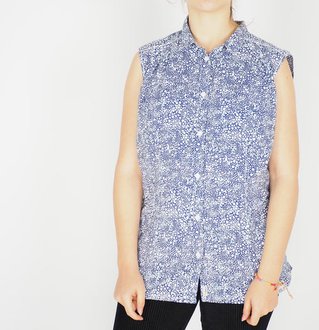 Womens Jack Wolfskin Wahia Print 1402081 Blue Indigo Button Up Sleeveless Shirt