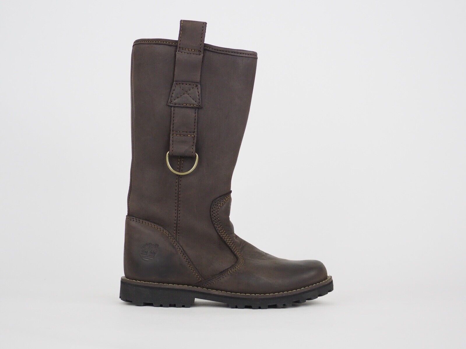 Girls Timberland EK 80748 Dark Brown Leather Side Zip Tall Casual Winter Boots