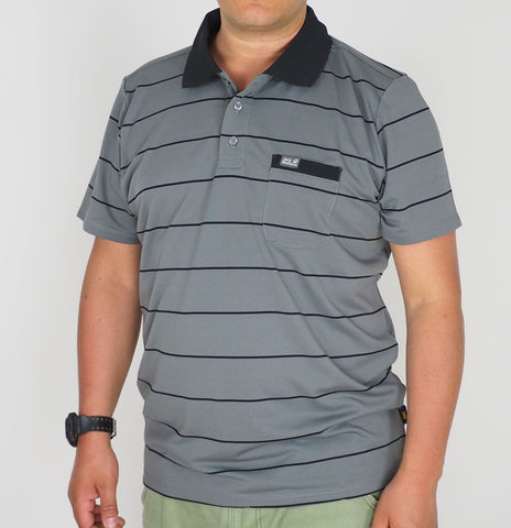 Mens Jack Wolfskin Schlern 5011411 Tarmac Grey Short Sleeve Casual Polo Shirt
