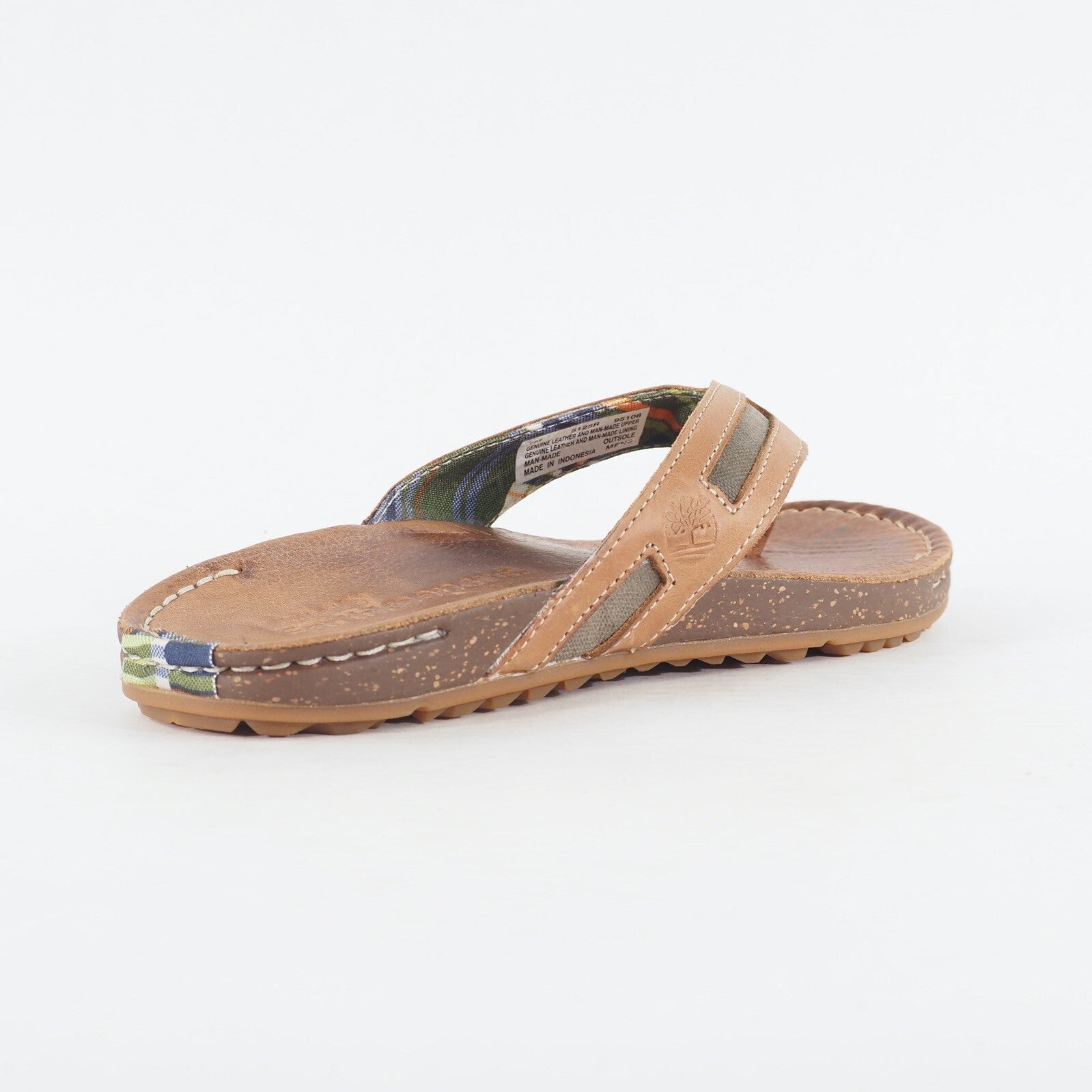 Mens Timberland EK Rugesc 5125R Tan Leather Slip On Thong Casual Summer Sandal