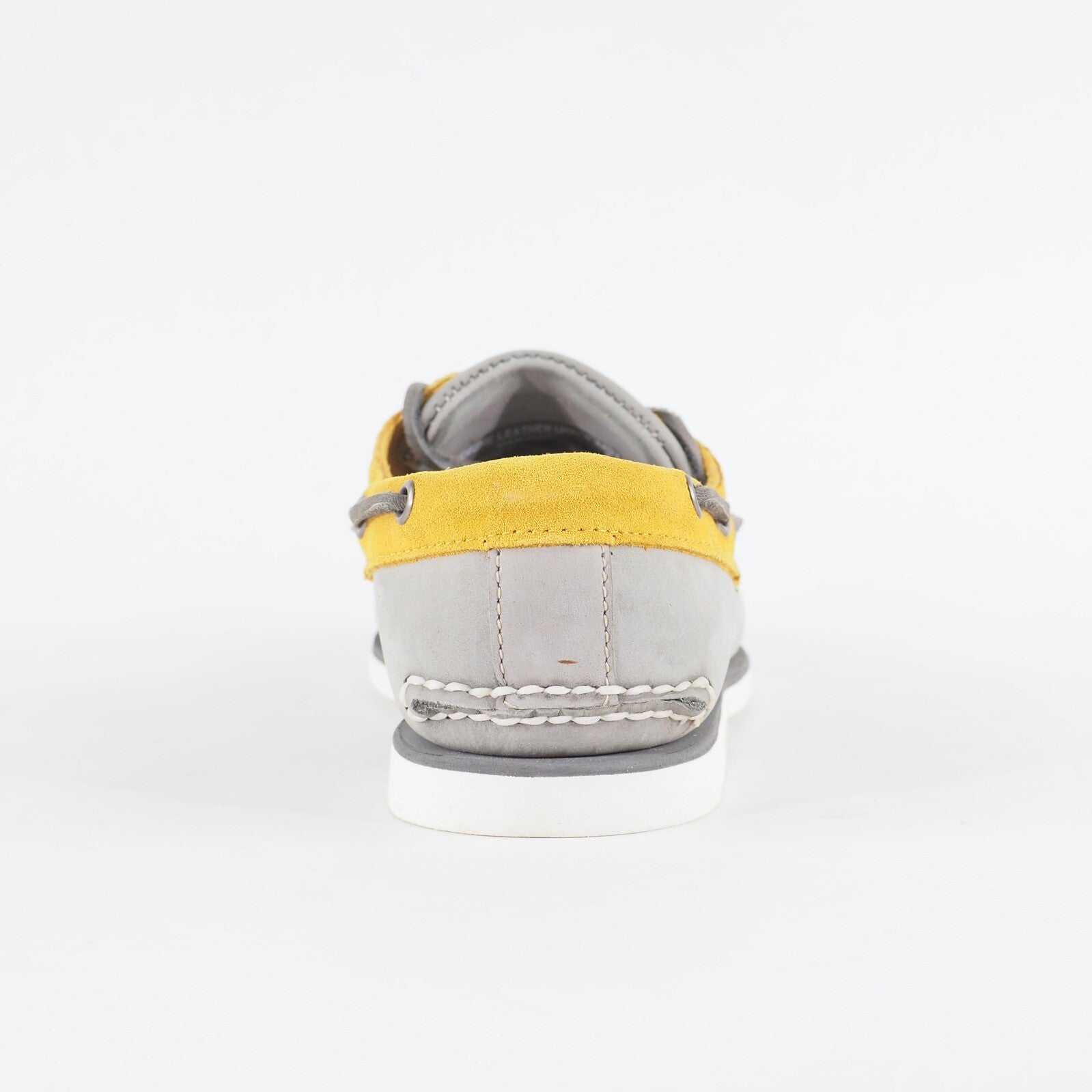 Mens Timberland Classic 2 Eye 42576 Grey / Yellow Leather Lace Boat Casual Shoes