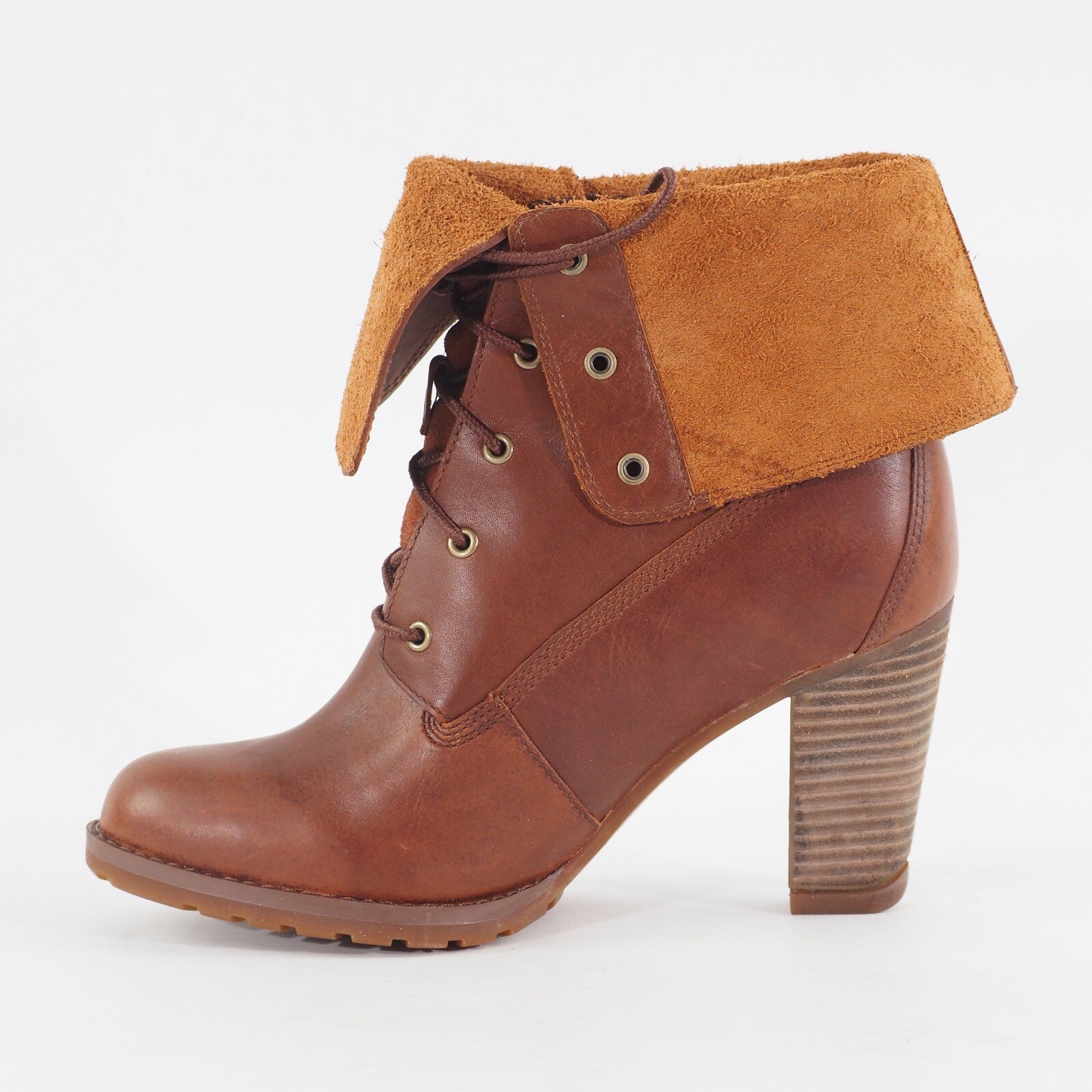 Womens Timberland Stratham Heights 8621A Tan Waterproof Leather Folded Boots