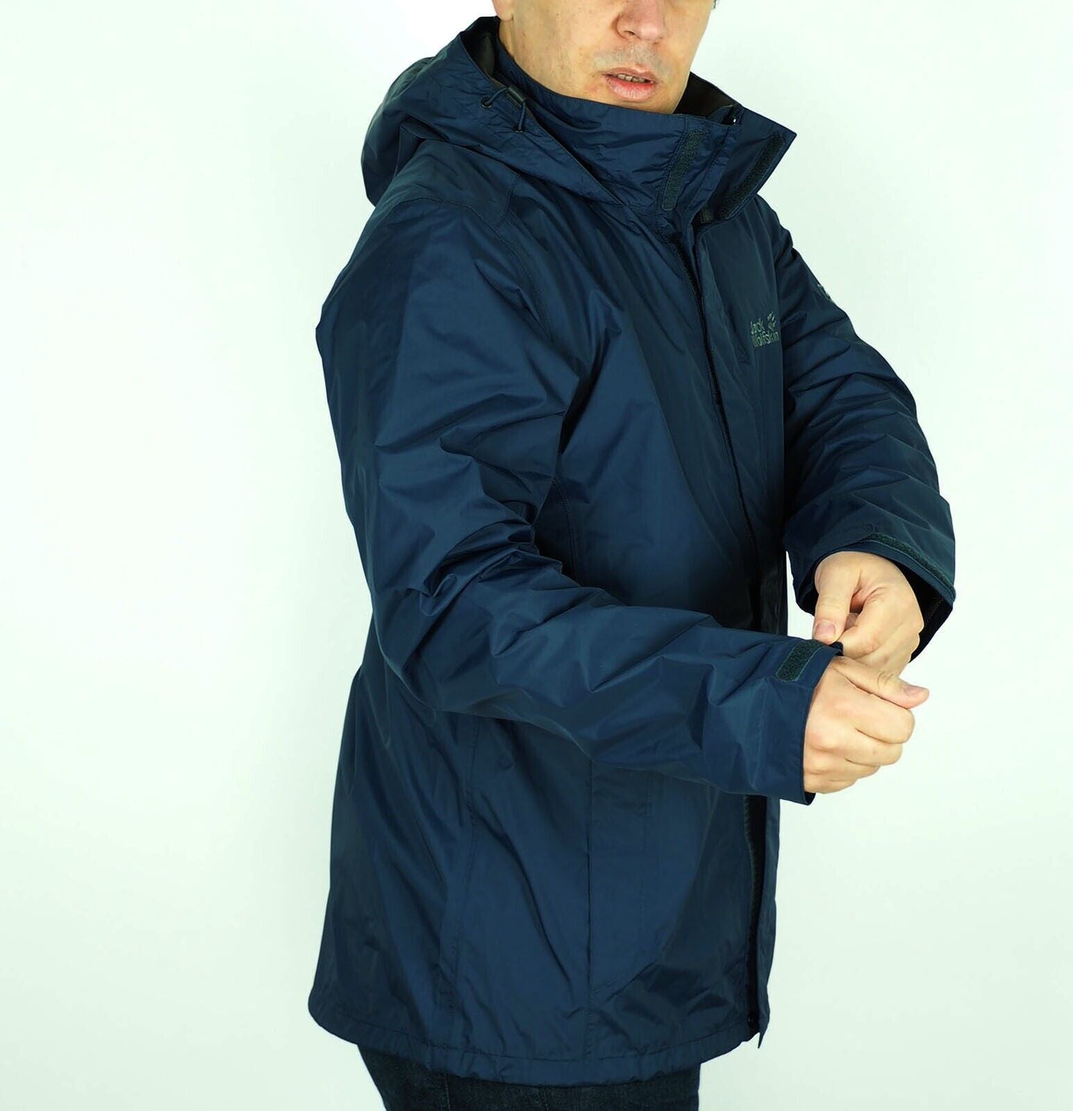 Mens Jack Wolfskin Texapore 5006511 Night Blue Zip Up Windproof Hooded Jacket