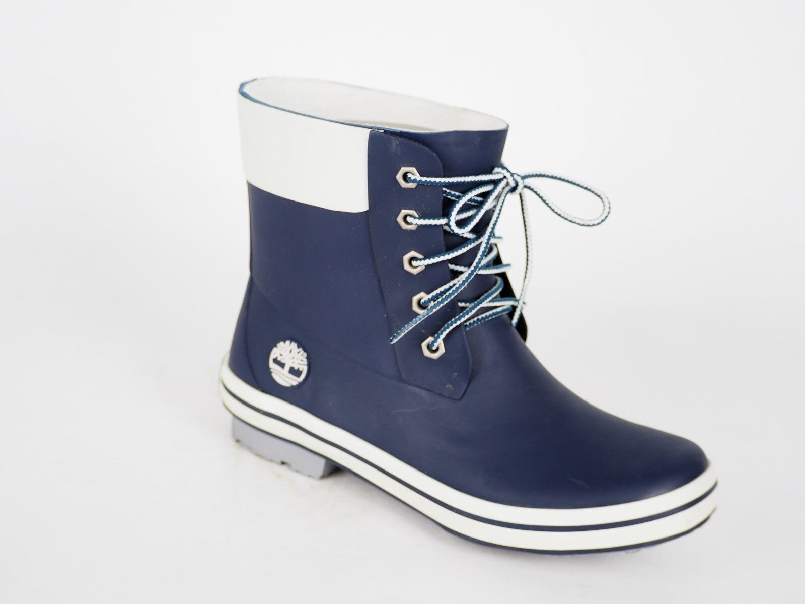 Boys Girls Timberland Classic Rain 81923 Navy Wellingtons Lace Up Rain Wellies