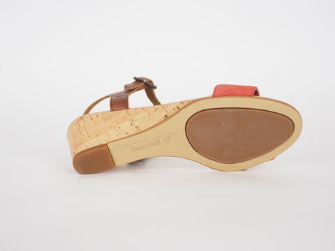 Womens Timberland Sibbern A1BA5 Coral Leather Strap Casual Wedge Summer Sandals
