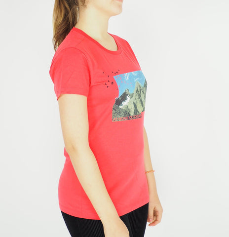 Womens Jack Wolfskin Print 1802601 Hisbiscus Red Short Sleeve T-Shirt