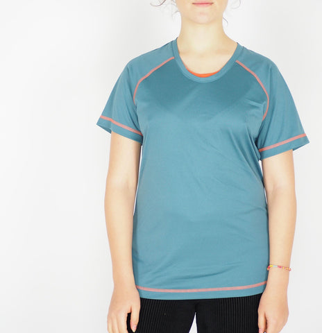 Womens Jack Wolfskin Rock Chill 1804501 Dark Coral Green Casual Sports T Shirt