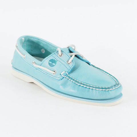 Mens Timberland Classic 2 Eyed A130B Blue Leather Lace Up Casual Boat Shoes