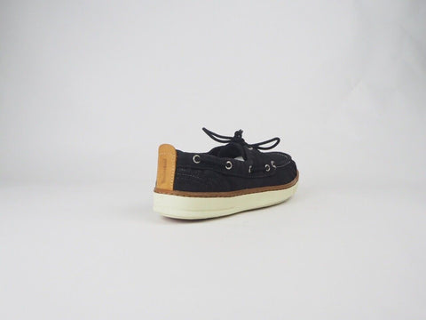 Mens Timberland Hookset Handcrafted Black 2 Eye A17PT Canvas Lace Up Boat Shoes