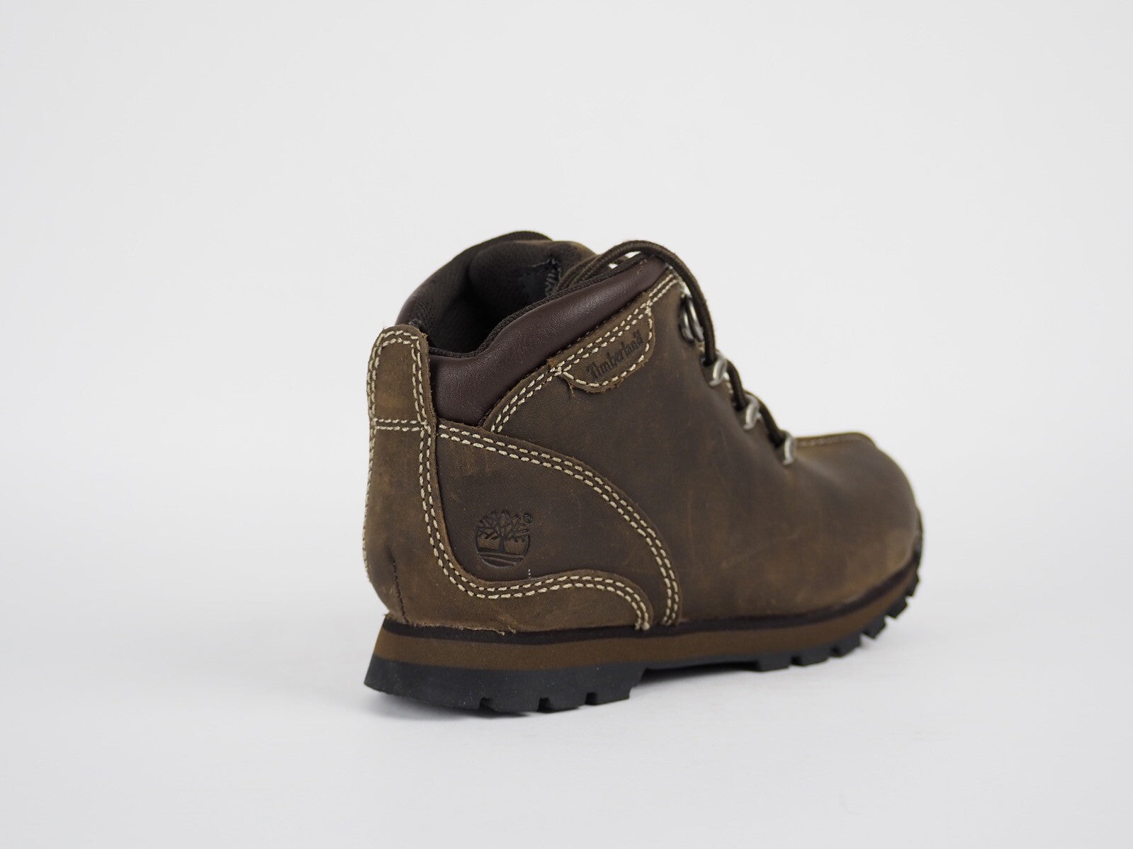 Infants Timberland Splitrock 1887R Dark Brown Leather Kids Hiking Lace Up Shoes