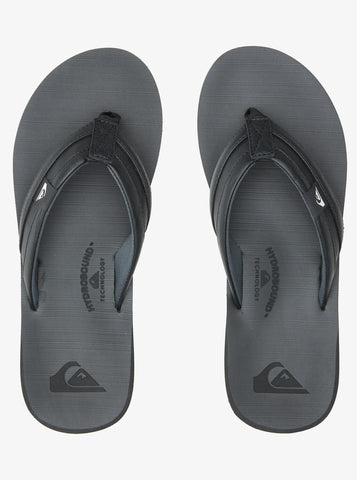 Mens Quiksilver Carver Squish Summer Outdoor Black Grey Flip Flop