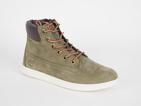 Boys Timberland Groveton 6 Inch A1625 Green Leather Laced Zip Up Chukka Boots