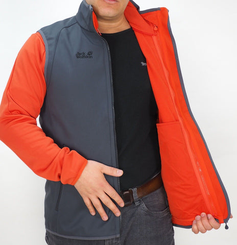 Mens Jack Wolfskin Roller Coater 1303731 Ebony 3 In 1 Windproof Vest Warm Jacket