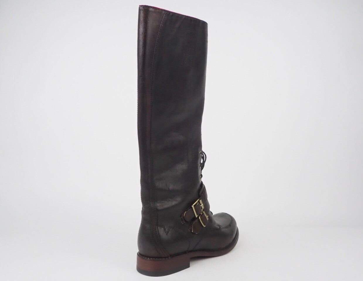 Womens Timberland Lucille 20645 Leather Dark Brown Ladies Half Zip On Side Boots
