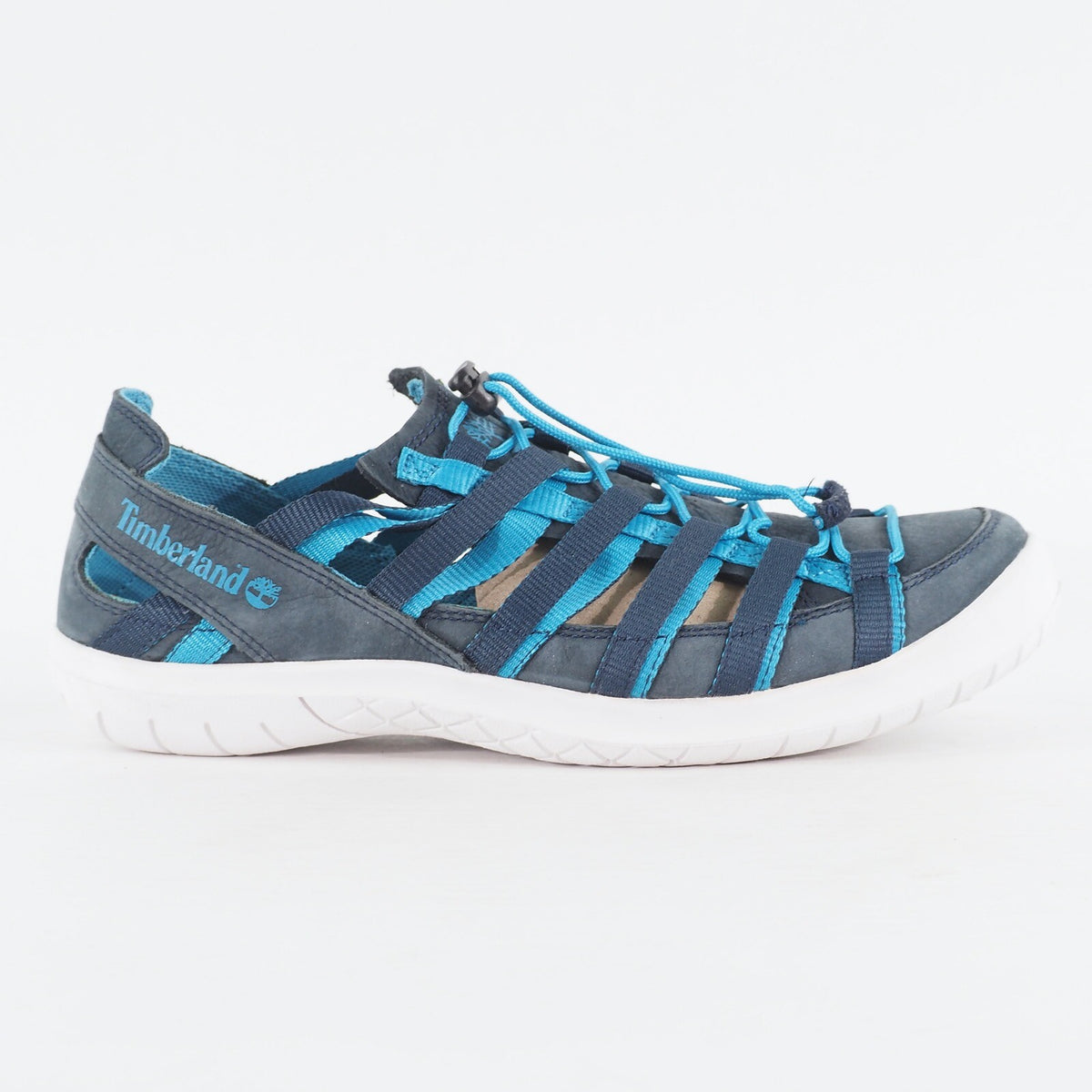 Mens Timberland EK Helion 9025R Navy Blue Leather Strappy Lace Up Casual Sandal 