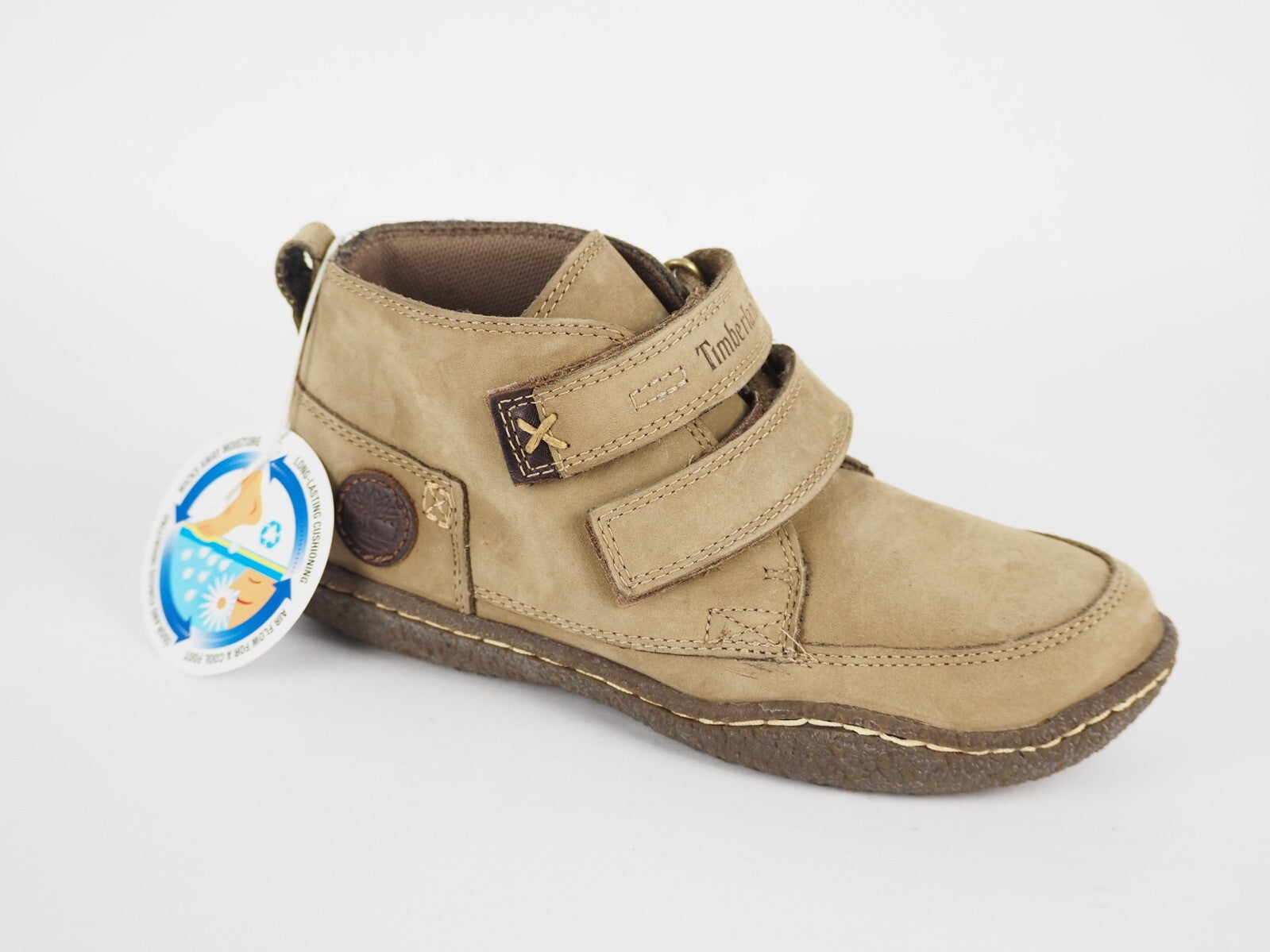 Boys Timberland EK Groveton Hill 27776 Taupe Leather 2 Strap Casual Kids Shoes