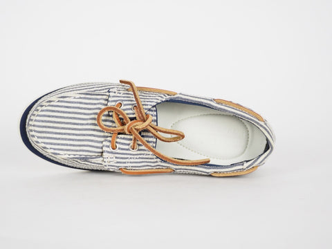 Womens Timberland Classic 2 Eye 8910A Navy Stripe Canvas Boat Shoes UK 3.5