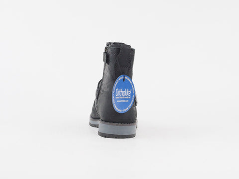 Boys Timberland KidderHill A19X5 Black Leather Zip Up Warm Winter Ankle Boots