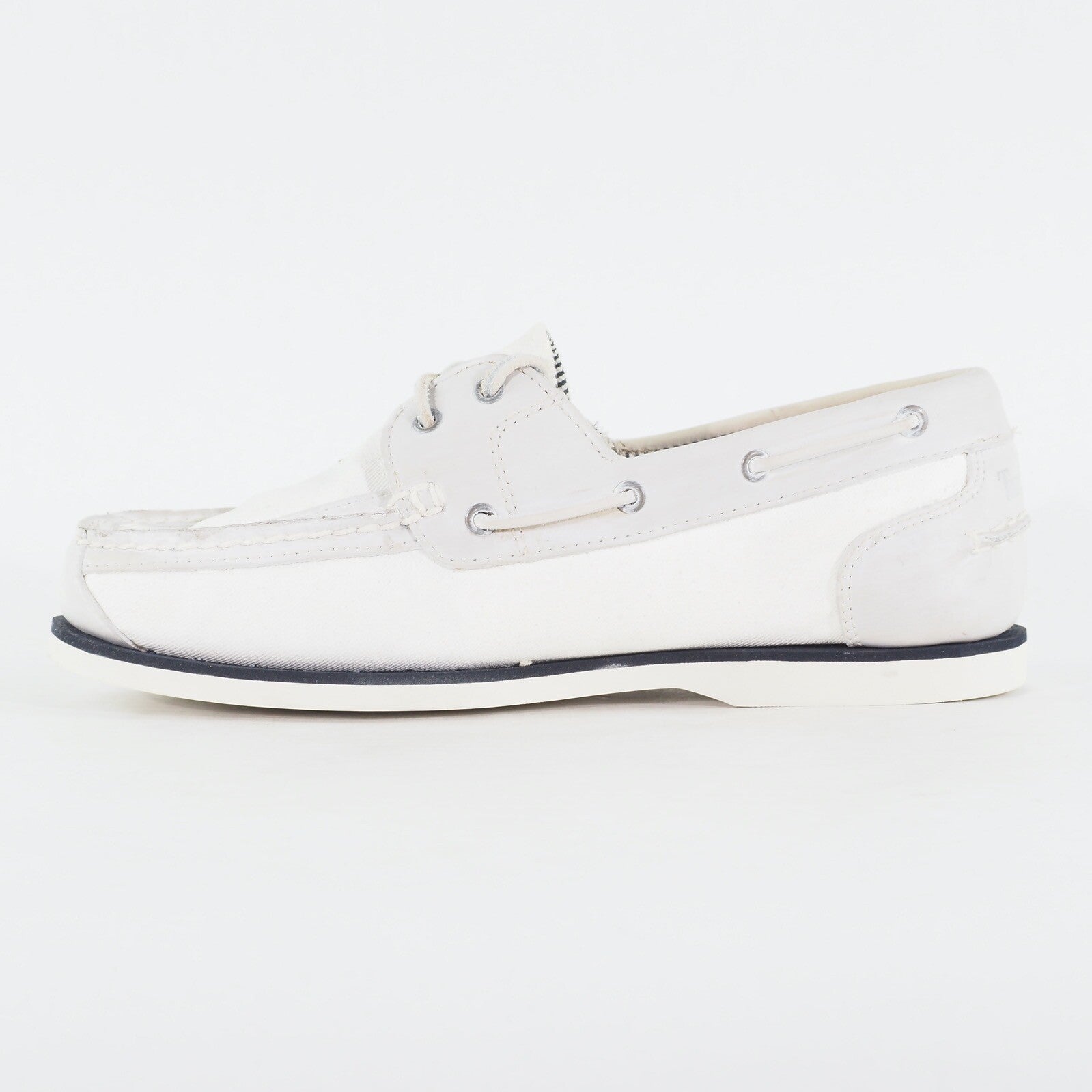 Womens Timberland Amherst 24674 Bright White Leather Lace Up Casual Boat Shoes
