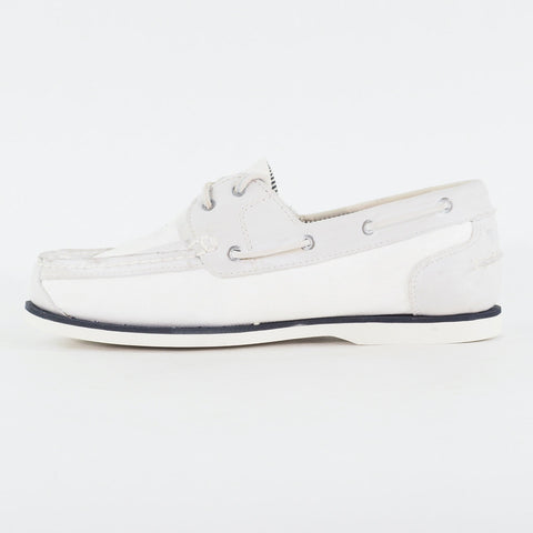 Womens Timberland Amherst 24674 Bright White Leather Lace Up Casual Boat Shoes