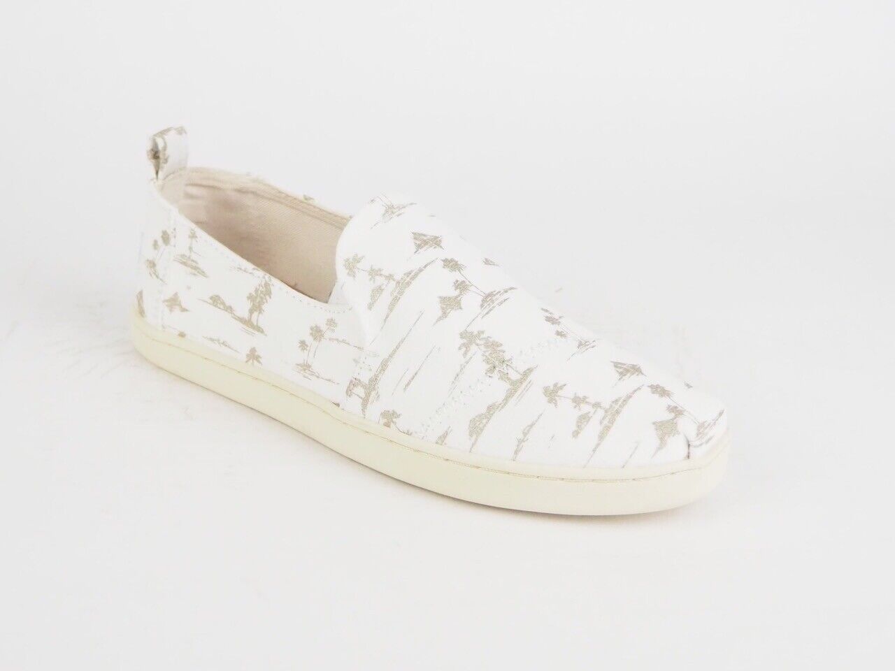 Womens Toms Deconstructed Alpargata White Gold Flats Slip On Trainers Uk 3.5
