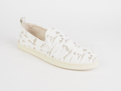 Womens Toms Deconstructed Alpargata White Gold Flats Slip On Trainers Uk 3.5