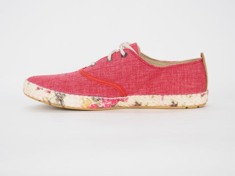 Womens Timberland Casco Bay A17B9 Red Fabric Casual Lace up Shoes Low Trainers