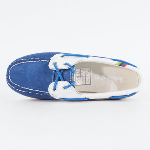 Womens Timberland Amherst 2 Eye 42674 Blue / White Leather Casual Boat Shoes 