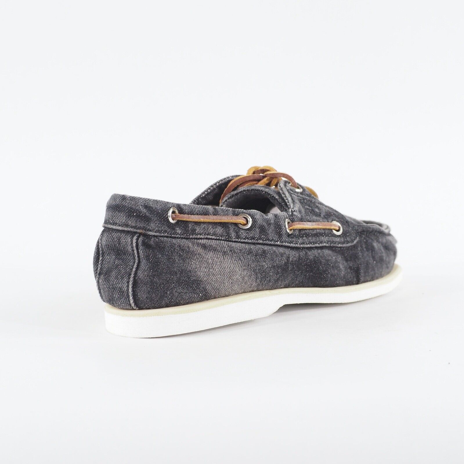 Mens Timberland Classic 6751B Grey Denim Lace Up Casual Boat Shoes