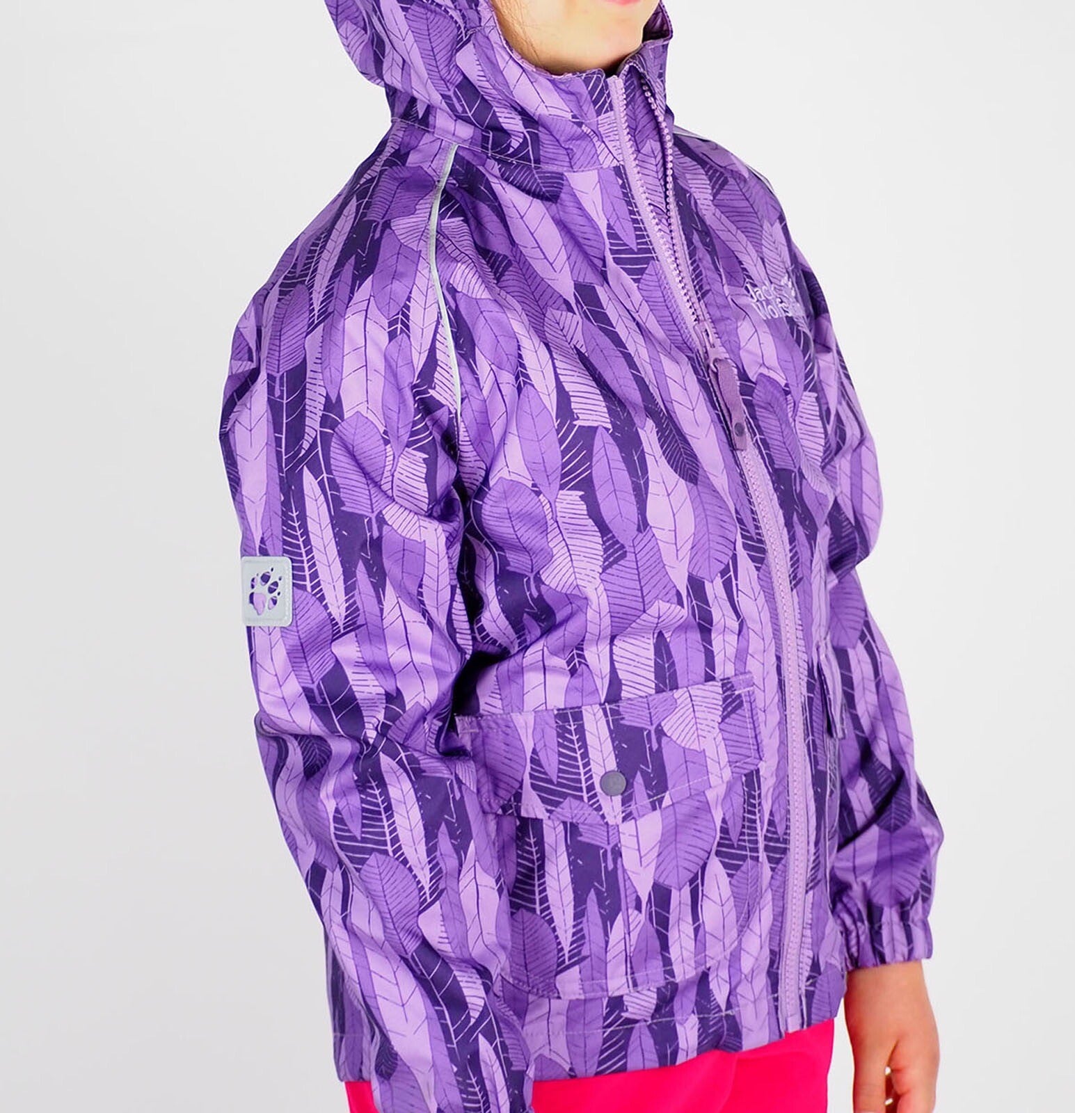 Girls Jack Wolfskin Conkers 1603602 Wisteria All Over Print Waterproof Jacket