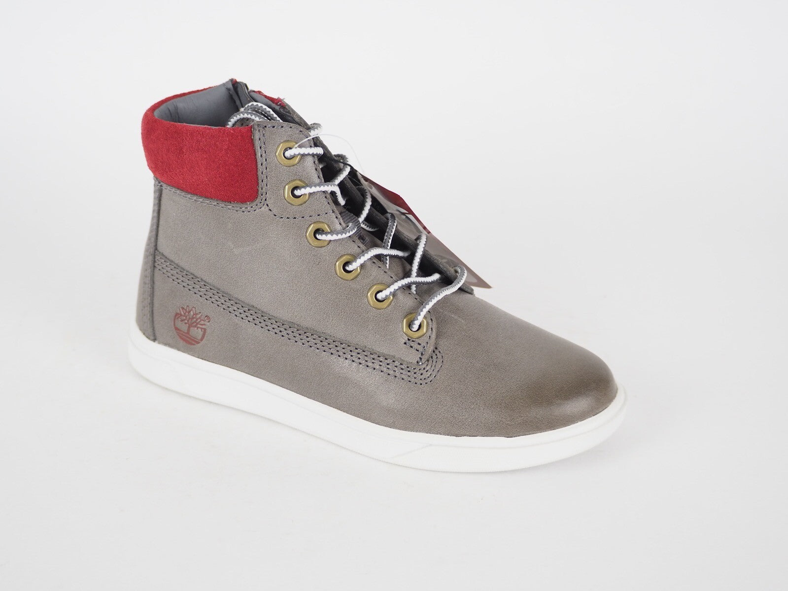 Boys Timberland Groveton A21VP Grey Leather Casual Side Zip Kids Chukka Boots