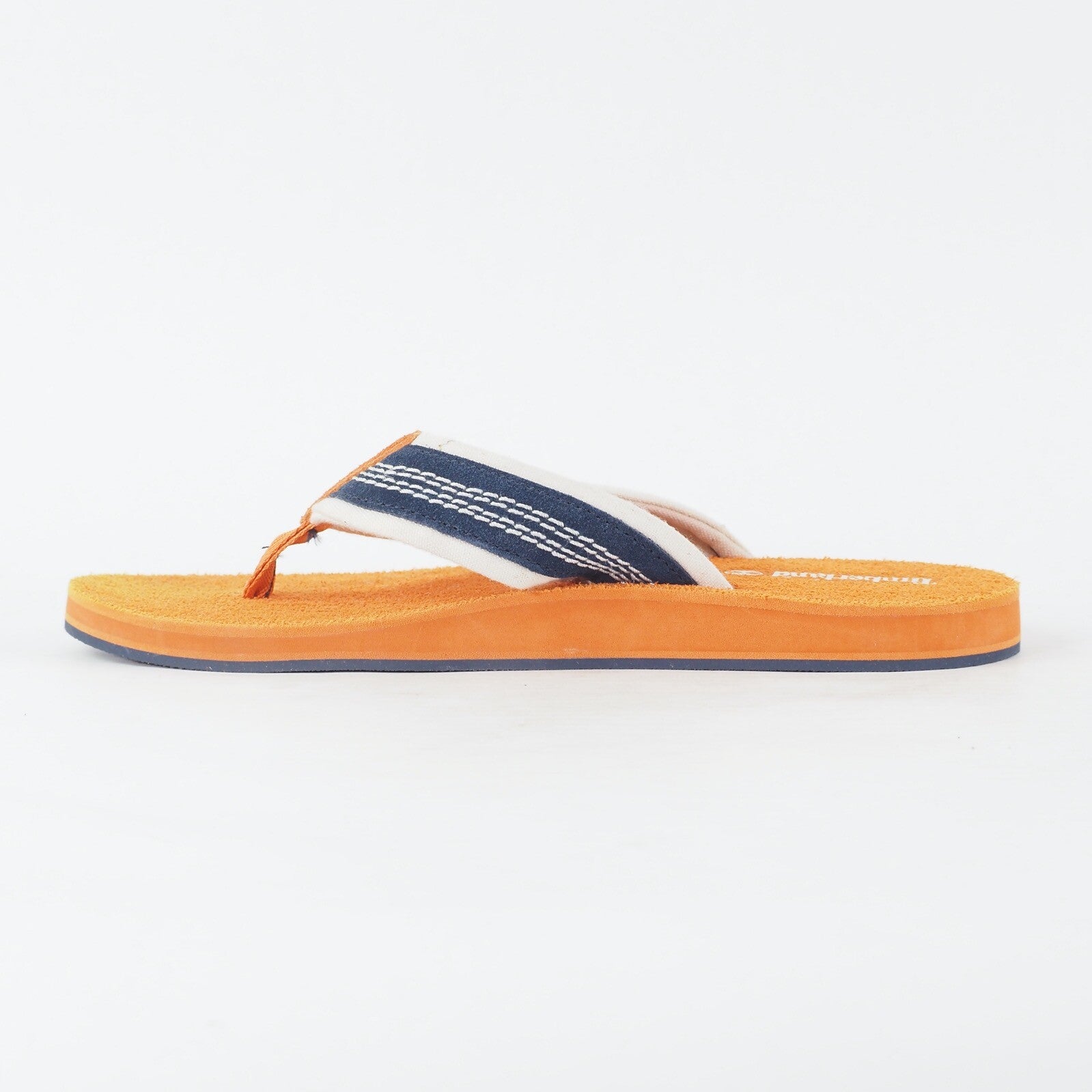 Mens Timberland Dunes Flip-Flop A13ZL Orange Navy Leather Thong Flip Flop