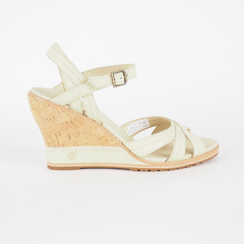 Womens Timberland Maeslin 8045R Beige Leather Summer Shoes Wedge Strappy Sandals