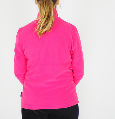 Womens Jack Wolfskin Gecko Fleece Azalea Red Half Zip Long Sleeved Top