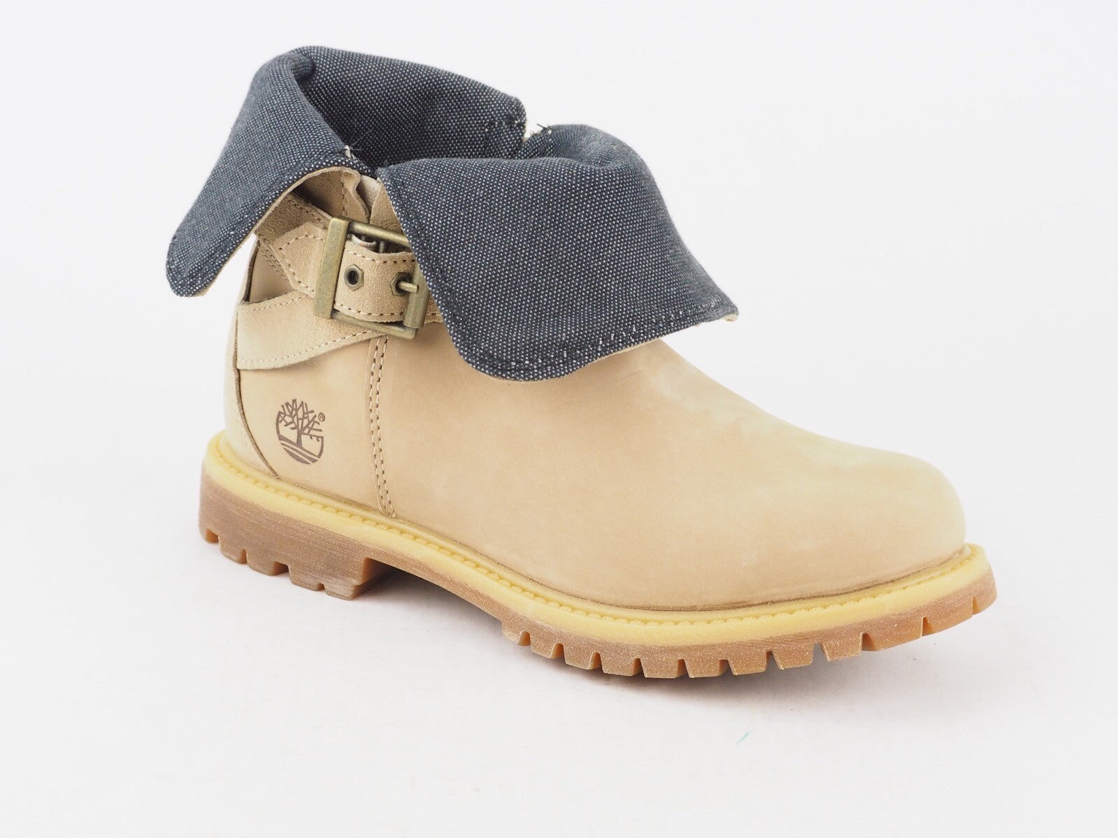 Womens Timberland Wrap Fold 8858A Beige Leather Casual Shoes Warm Ankle Boots